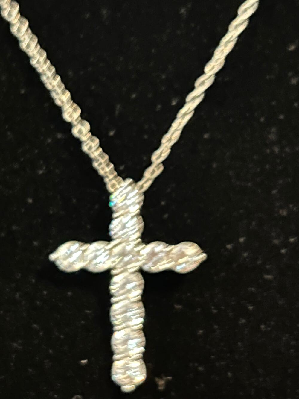JCM 925 Sterling Silver Cross Pendant Necklace 18" 11 CZ Crystals Religious